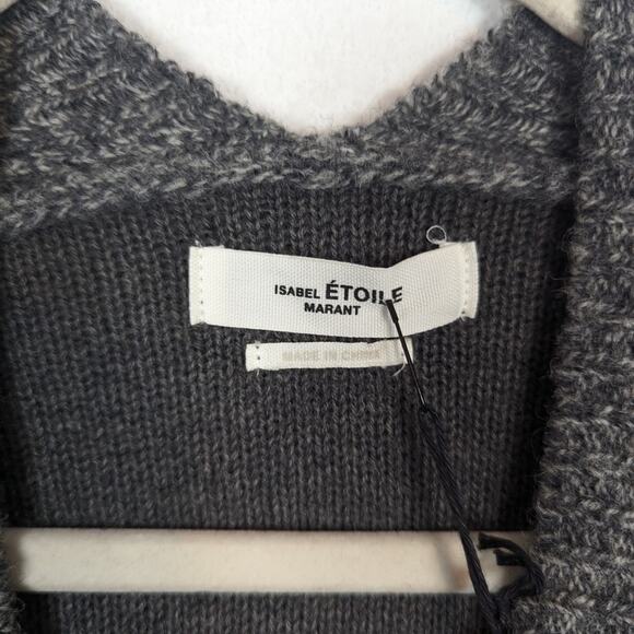 NWT Etoile Isabel Marant Grey Moana Cinched Wool Oversized Sweater Size 2 - Picture 7 of 9